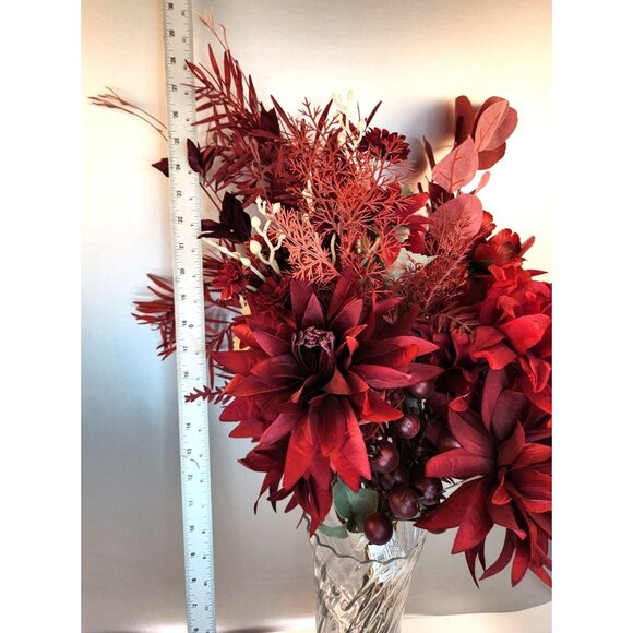 Burgundy Faux Flower Mixed Bouquet 11 Stems Floral Arrangement Realistic - Picture 3 of 16